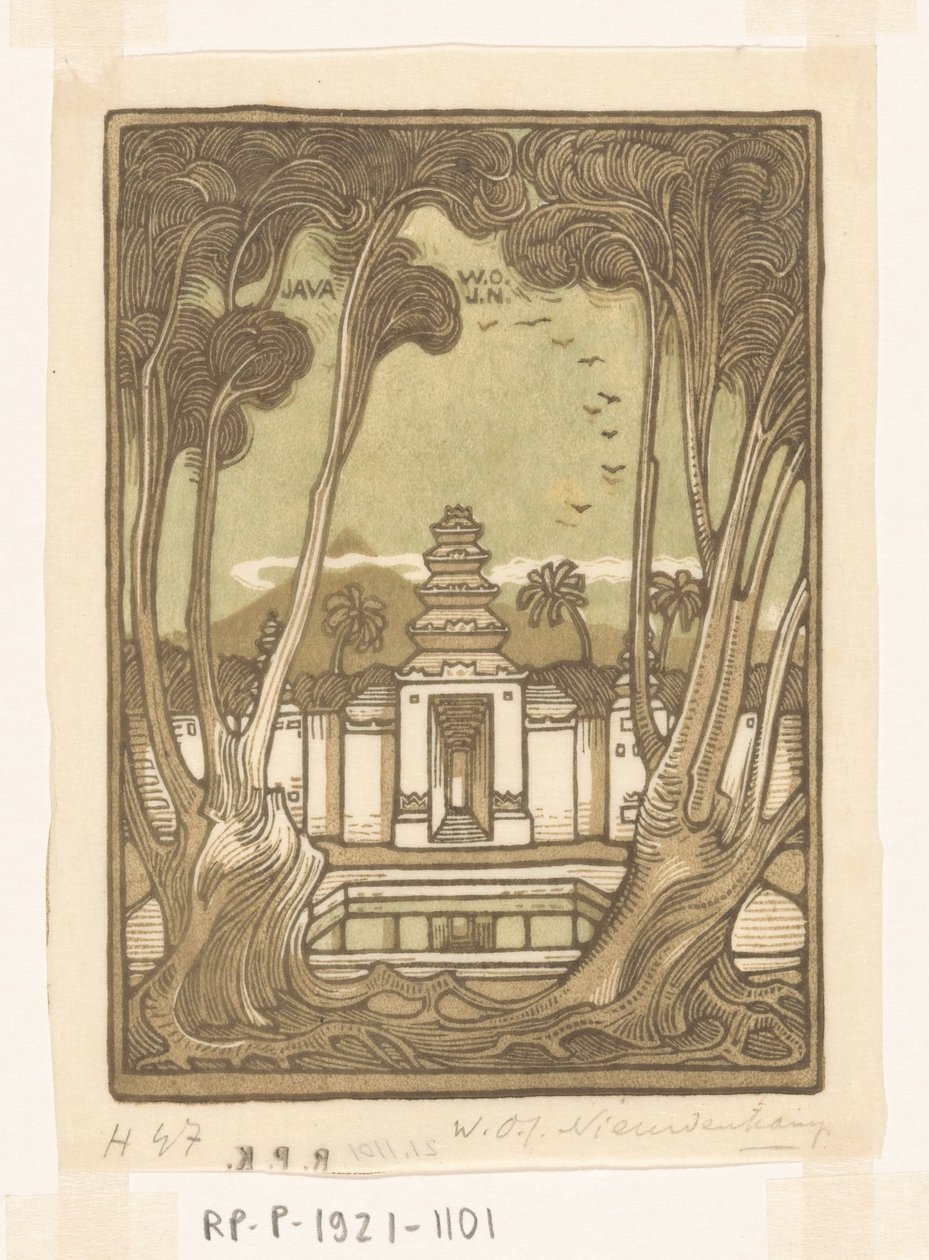 爪哇日惹附近的公墓 爪哇海勒公墓（原标题） 作者 Wijnand Otto Jan Nieuwenkamp（艺术家签名）