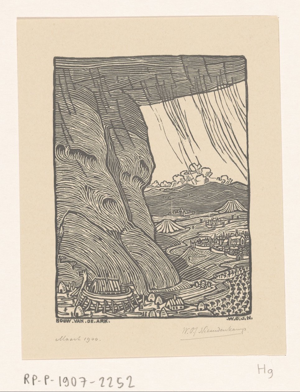 诺亚方舟的建造 方舟的建造（原标题） 作者 Wijnand Otto Jan Nieuwenkamp（艺术家签名）