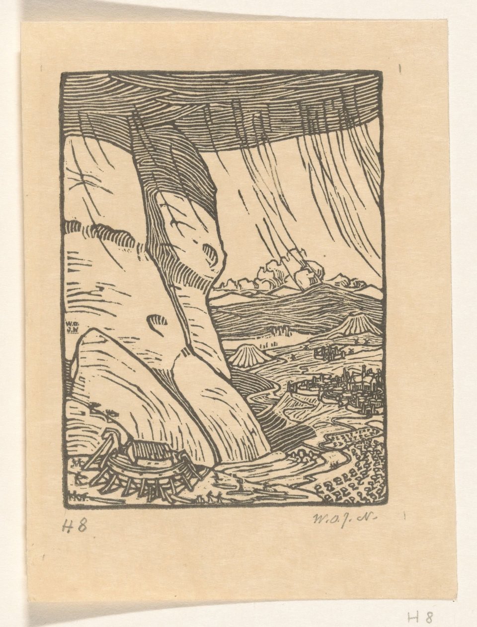 诺亚方舟的建造 方舟的建造（原标题） 作者 Wijnand Otto Jan Nieuwenkamp（艺术家签名）