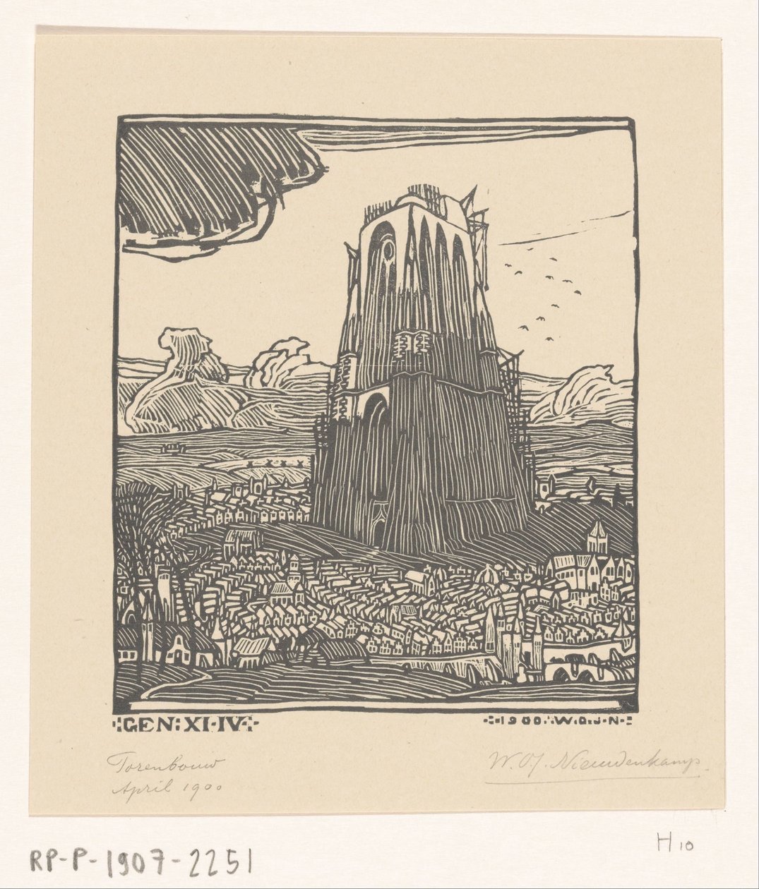 建造巴别塔
塔的建造（原标题） 作者 Wijnand Otto Jan Nieuwenkamp（艺术家签名）