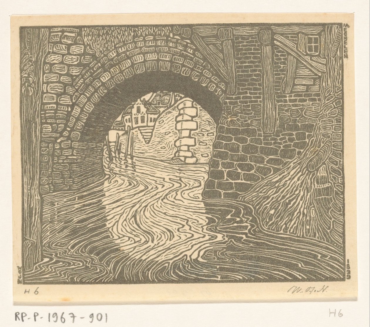 梅赫伦大桥（原标题） 作者 Wijnand Otto Jan Nieuwenkamp（艺术家签名）