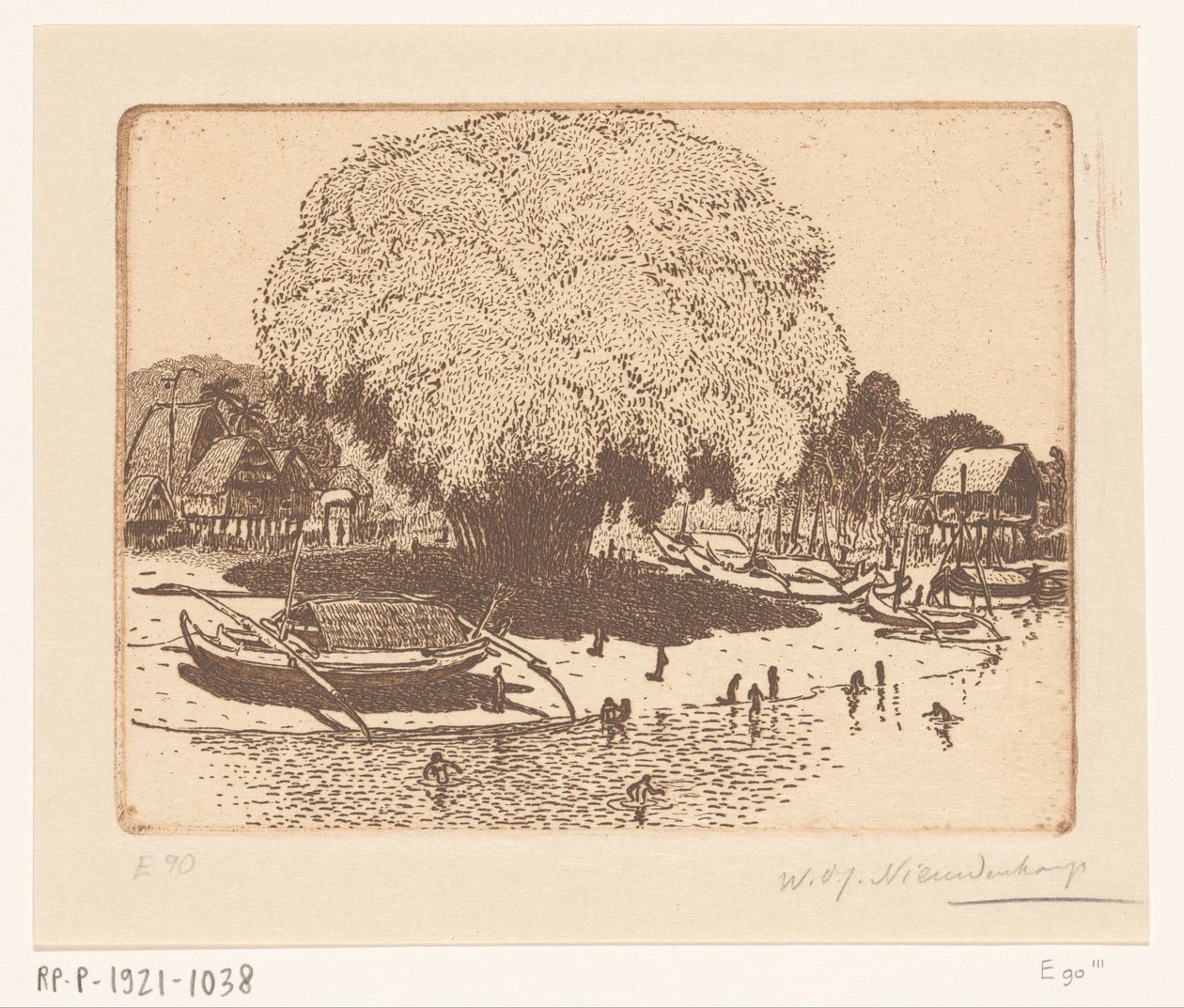 巴厘岛 Loloan Barat 景观
渔民村（原标题） 作者 Wijnand Otto Jan Nieuwenkamp（艺术家签名）