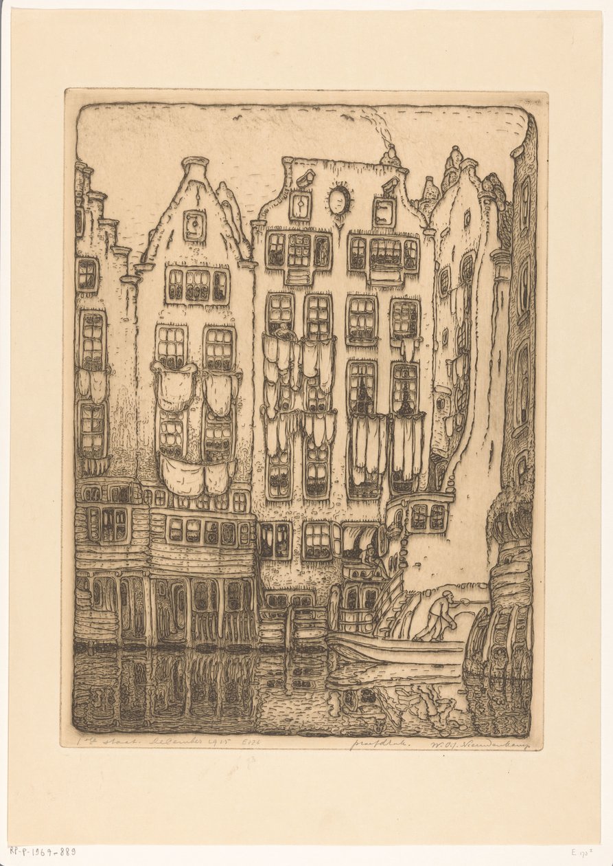 阿姆斯特丹 Sint-Olofssteeg 的运河房屋 阿姆斯特丹（原标题） 作者 Wijnand Otto Jan Nieuwenkamp（艺术家签名）