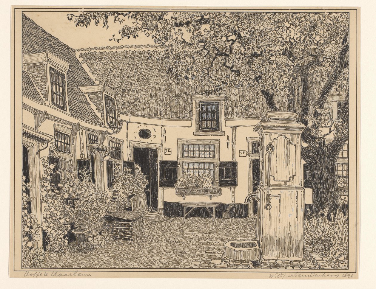 哈勒姆的 Hofje van Loo 作者 Wijnand Otto Jan Nieuwenkamp（艺术家签名）