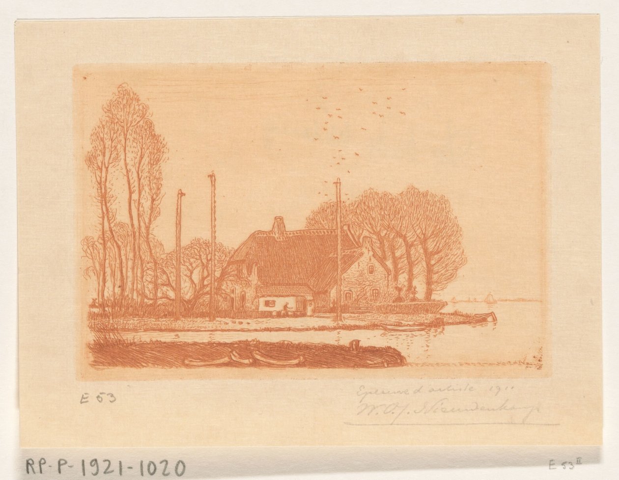 Oude Wetering 的水上屋 De Oude Wetering（原标题） 作者 Wijnand Otto Jan Nieuwenkamp（艺术家签名）