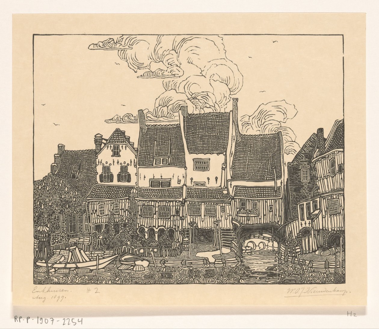 恩克赫伊曾港口的房屋 恩克赫伊曾港（原名） 作者 Wijnand Otto Jan Nieuwenkamp（艺术家签名）