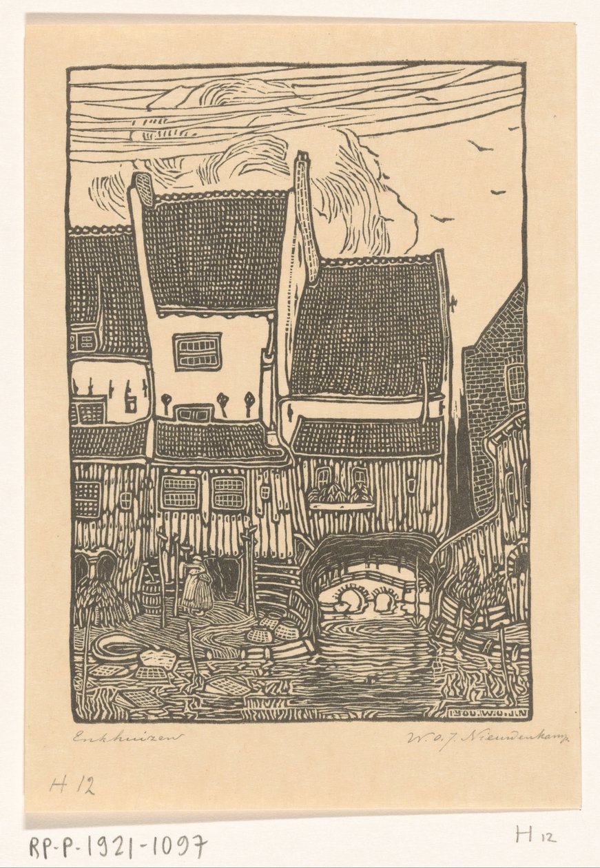 恩克惠曾海港上的房屋
恩克惠曾的老房子（原标题） 作者 Wijnand Otto Jan Nieuwenkamp（艺术家签名）
