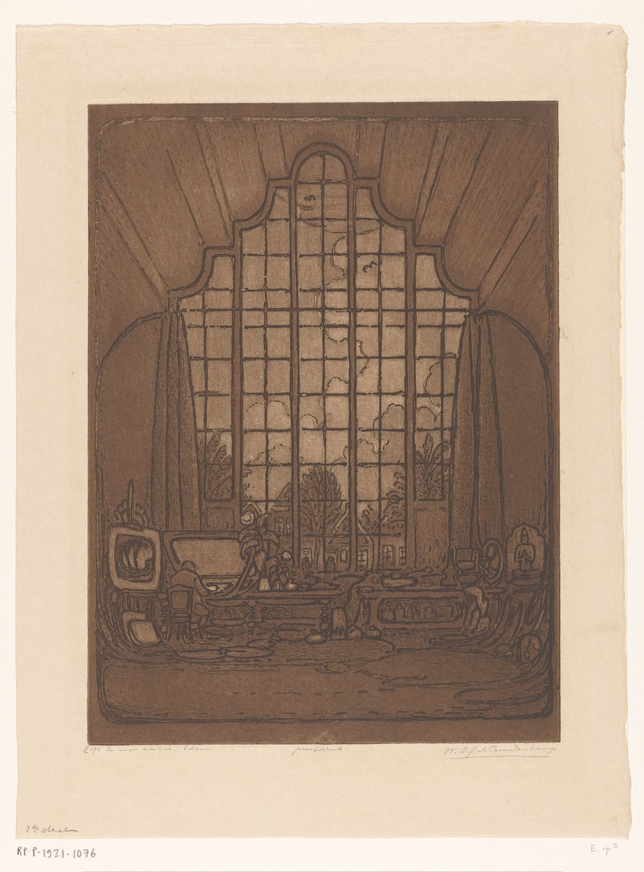 Wijnand Otto Jan Nieuwenkamp 位于埃顿 Het Marken 的工作室内景
在我的工作室，埃顿（原标题） 作者 Wijnand Otto Jan Nieuwenkamp（艺术家签名）