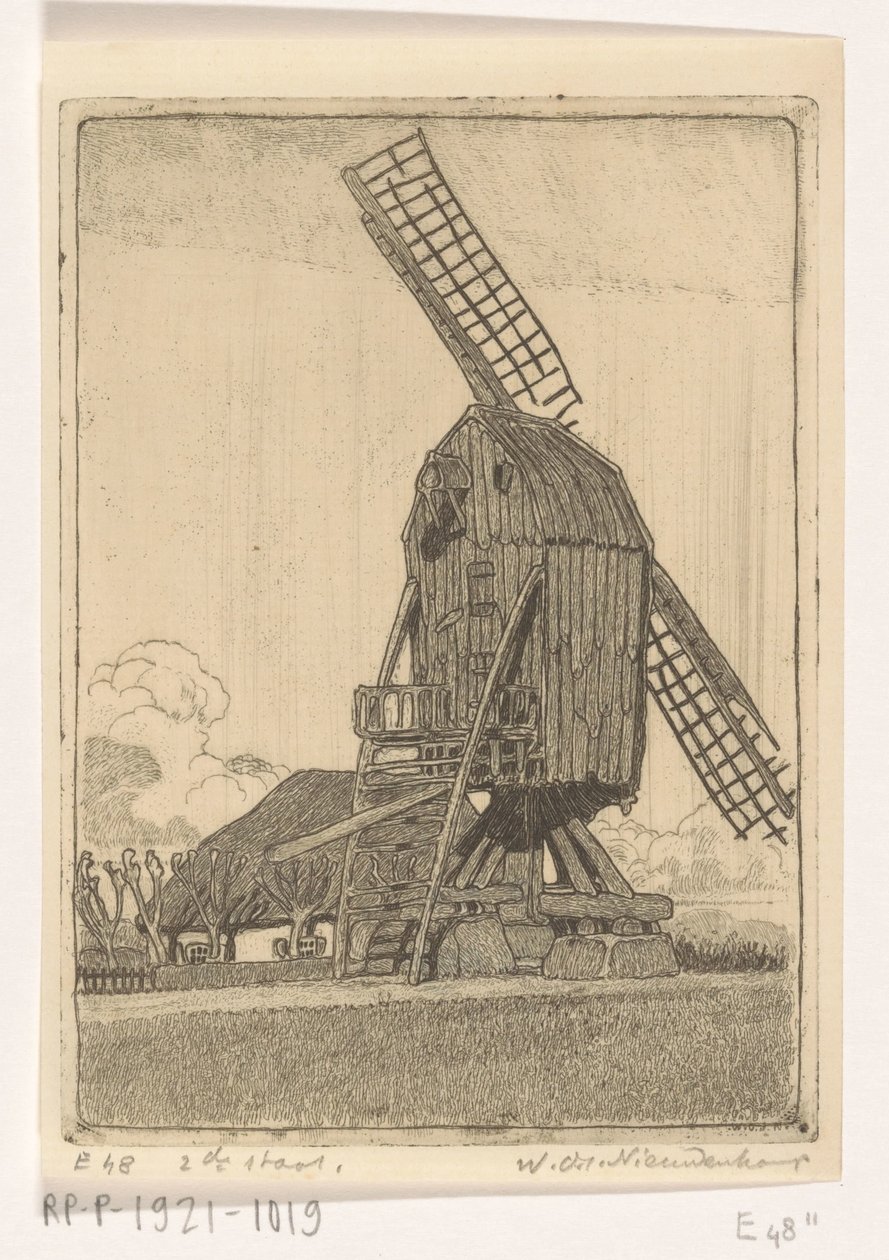 本内科姆附近的双帆小麦磨坊
老磨坊（原标题） 作者 Wijnand Otto Jan Nieuwenkamp（艺术家签名）
