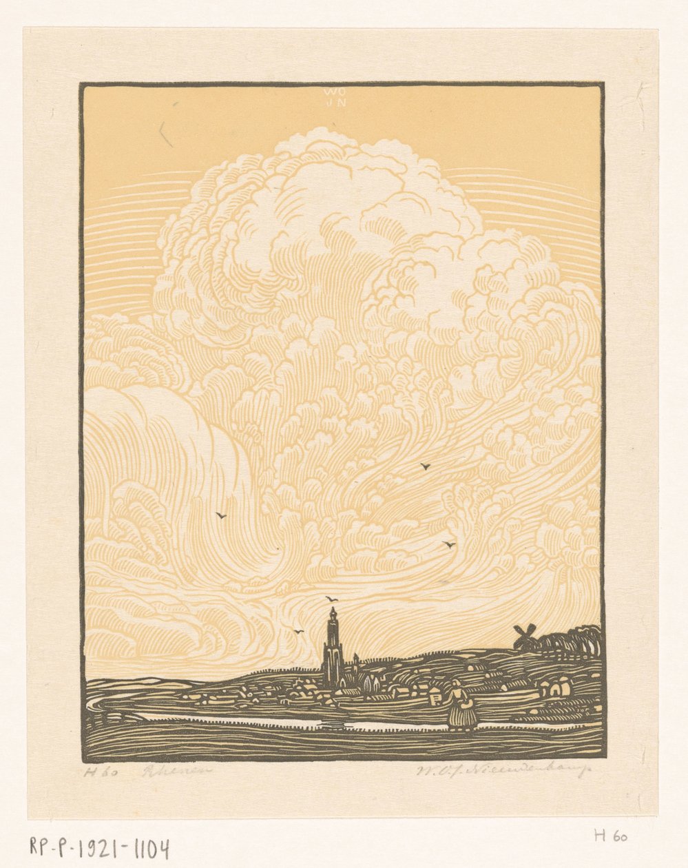 Rhenen （物品上的原标题） 作者 Wijnand Otto Jan Nieuwenkamp（艺术家签名）