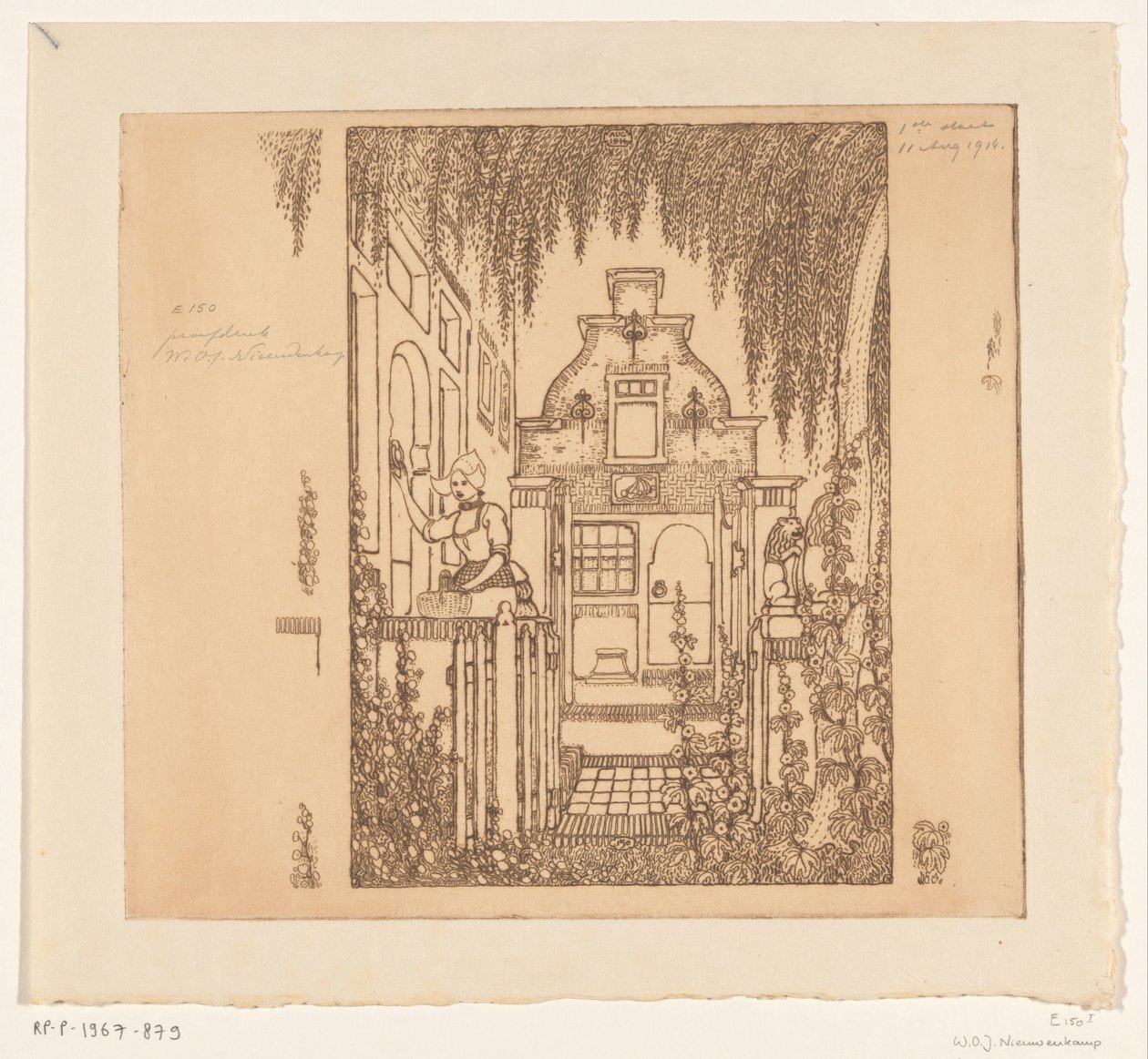 身着戏服的女子在埃当敲前门
在前门（原标题） 作者 Wijnand Otto Jan Nieuwenkamp（艺术家签名）