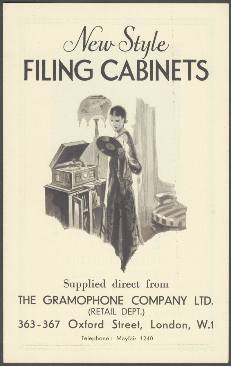 留声机公司文件柜, 1920年代 作者 Wilfred Fryer，柯蒂斯广告公司