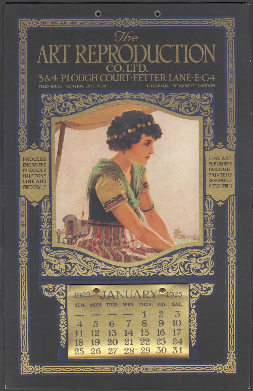 艺术复制品公司的日历，1925年 作者 威尔弗雷德·弗莱尔