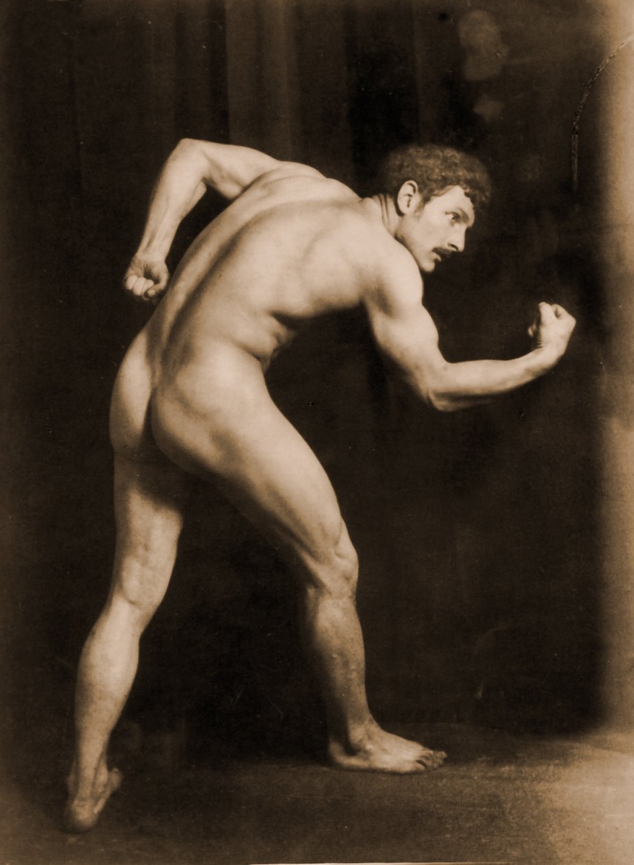 研究男性裸体，c.1900（棕褐色照片） 作者 威廉·冯·格洛登男爵