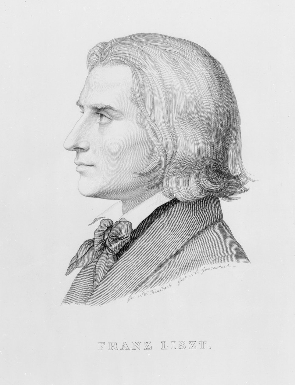 Franz Liszt，由Gonzenbach雕刻 作者 威廉·冯·考尔巴赫