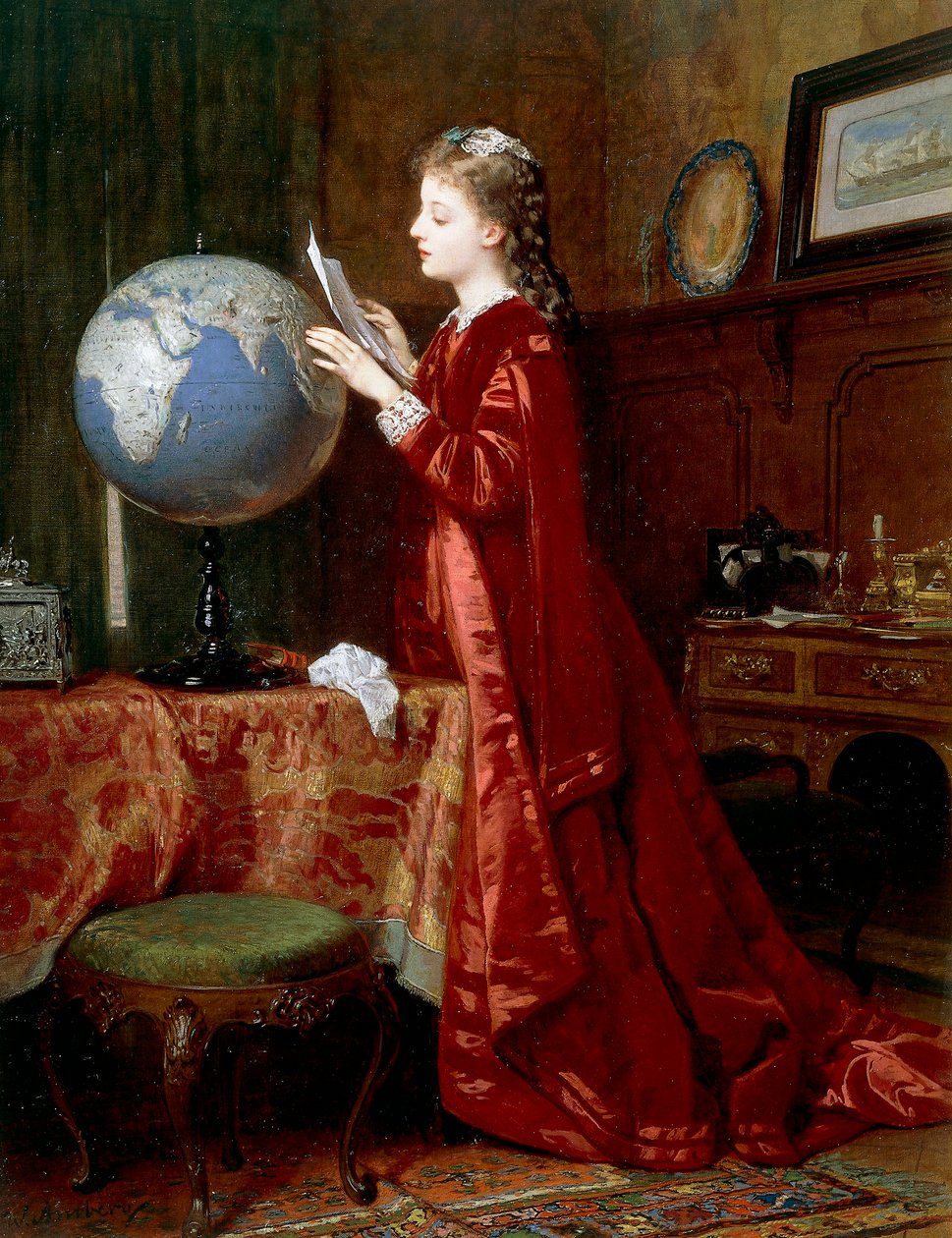 遥远的地方》，作者威廉-安贝格（1822-1899），布面油画，84x63厘米，德国 作者 威廉·安伯格