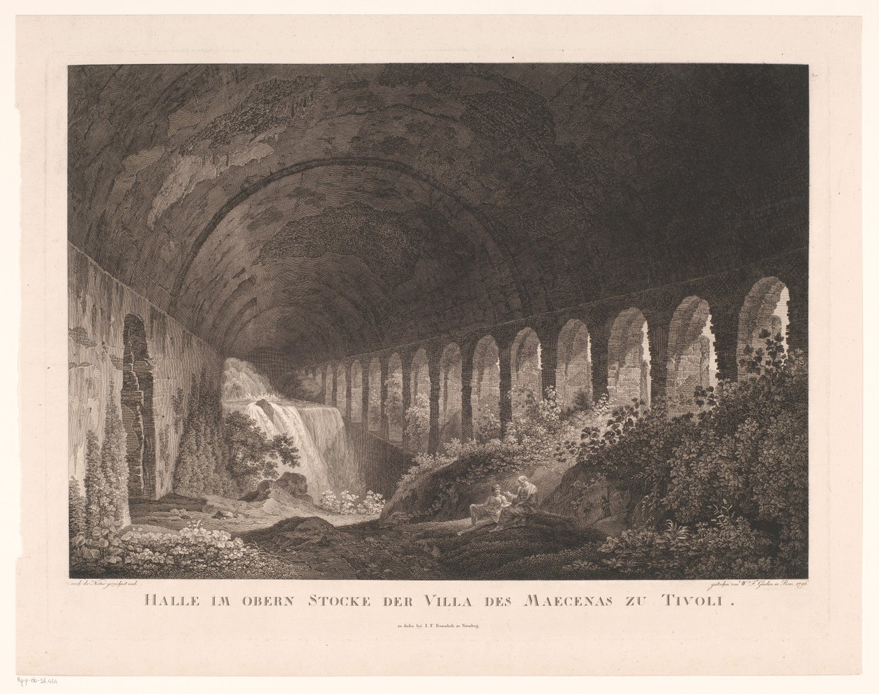 蒂沃利梅塞纳斯别墅马厩景观
Halle im obern Stocke der Villa des Maecenas zu Tivoli（标题见实物） 作者 威廉·弗里德里希·格梅林