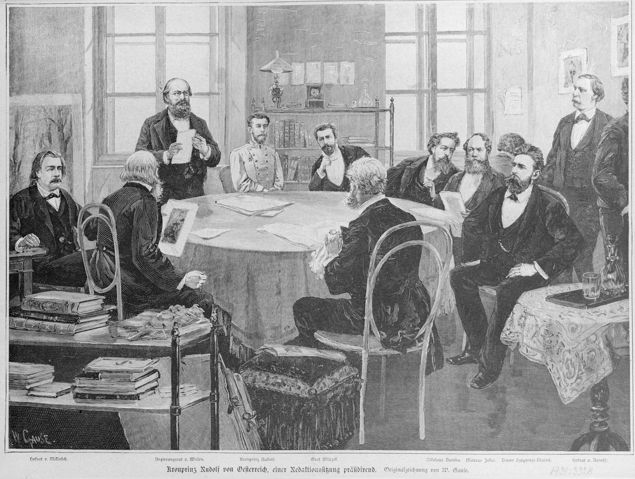 鲁道夫王储在编辑会议上（木刻） 作者 威廉·高斯（Wilhelm Gause）