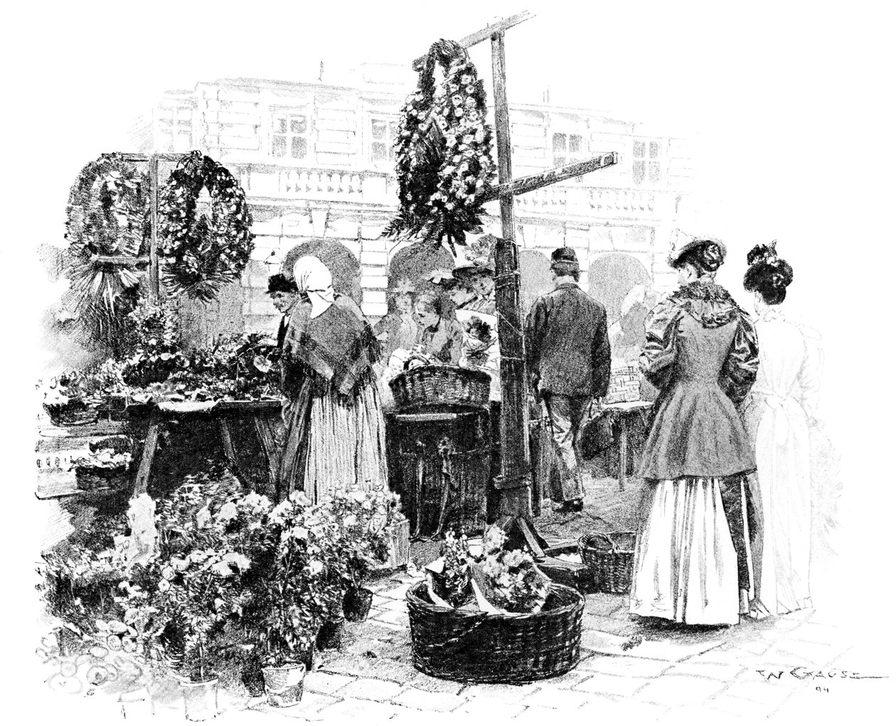 花卉市场，1901年。 作者 威廉·高斯（Wilhelm Gause）