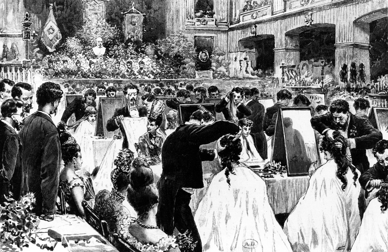 1887年，德国理发师协会在柏林音乐厅演示发型 作者 威廉·盖斯勒