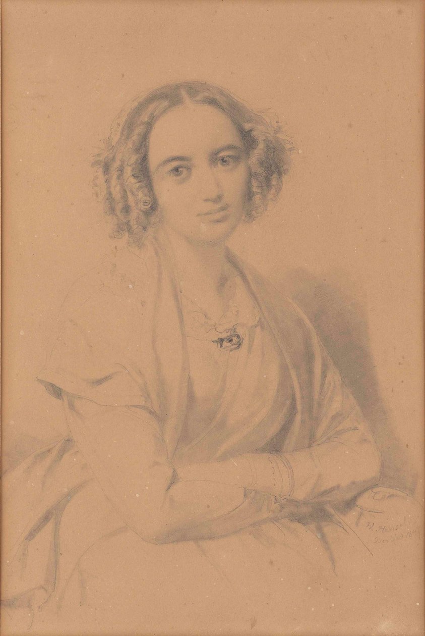 作曲家范妮·汉塞尔·门德尔松（Fanny HenselnéeMendelssohn）的画像，1805-1847年，1847年。 作者 威廉·汉瑟
