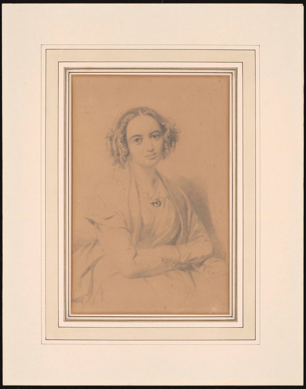 作曲家范妮·汉塞尔·门德尔松（Fanny HenselnéeMendelssohn）的画像，1805-1847年，1847年。 作者 威廉·汉瑟