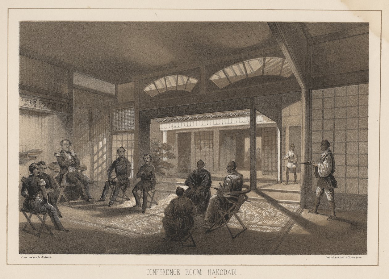 会议室，Hakodadi，1855 作者 威廉·约瑟夫·海涅