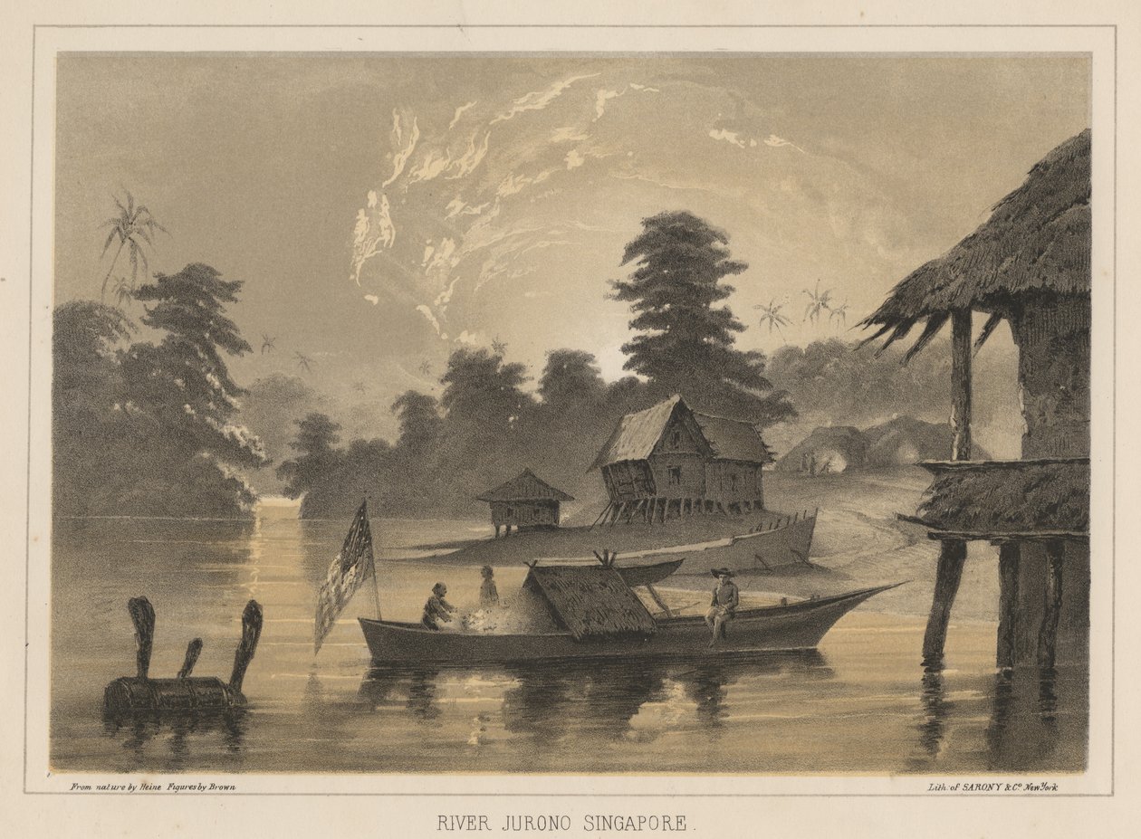 River Jurono，新加坡，1855年 作者 威廉·约瑟夫·海涅
