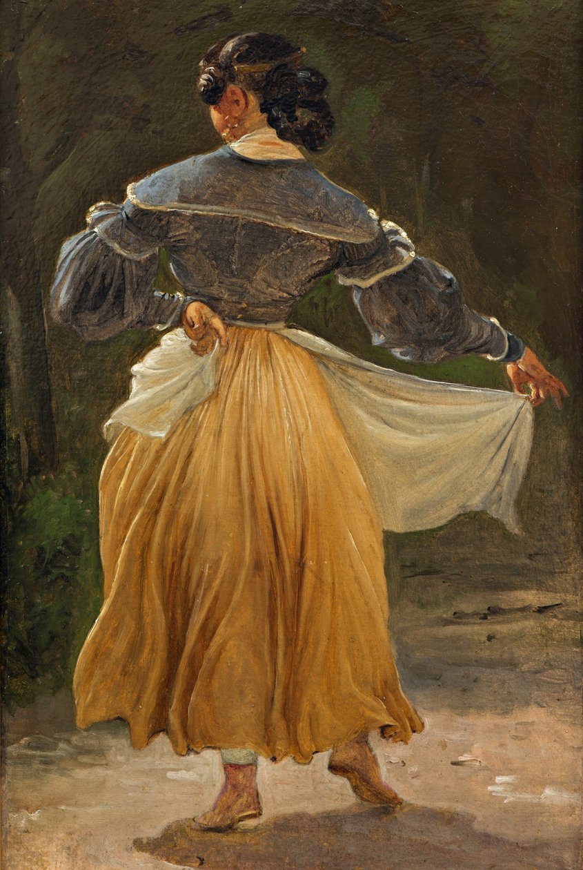 跳舞的罗马女人》，1838 年前（卡片油画） 作者 威廉·马斯特兰德