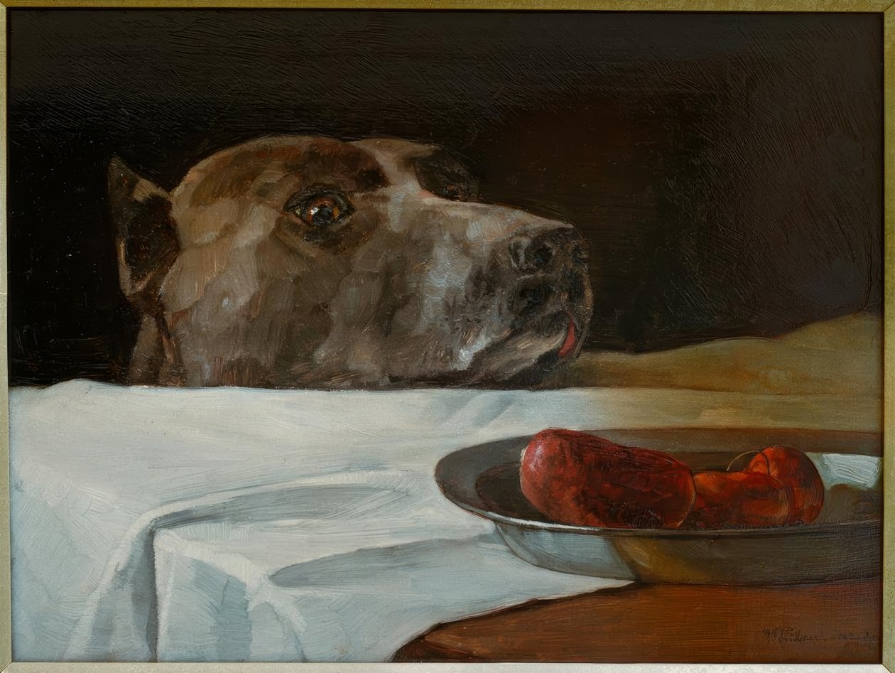 大丹犬和香肠碗 作者 威廉·特吕布纳