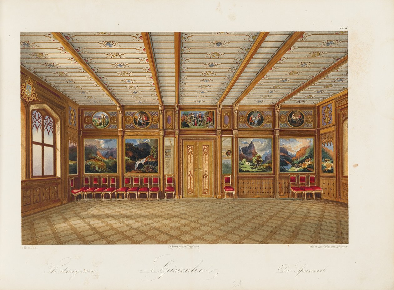 Oscarshal Dining Room，1852 作者 威廉·汉诺