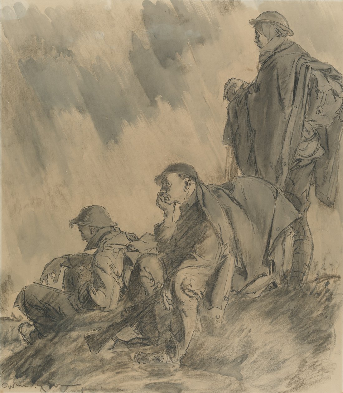 永恒的等待，1917年（木炭，铅笔和纸上洗） 作者 威尔·戴森