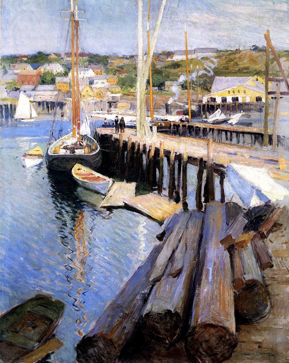 Fish Wharves，Gloucester，1896 作者 威拉德·勒罗伊·梅特卡夫