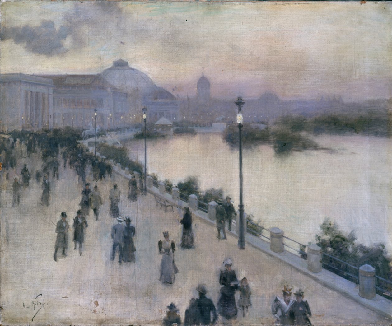 西部泻湖的日落时间，世界哥伦比亚博览会，c.1893 作者 威拉德·勒罗伊·梅特卡夫