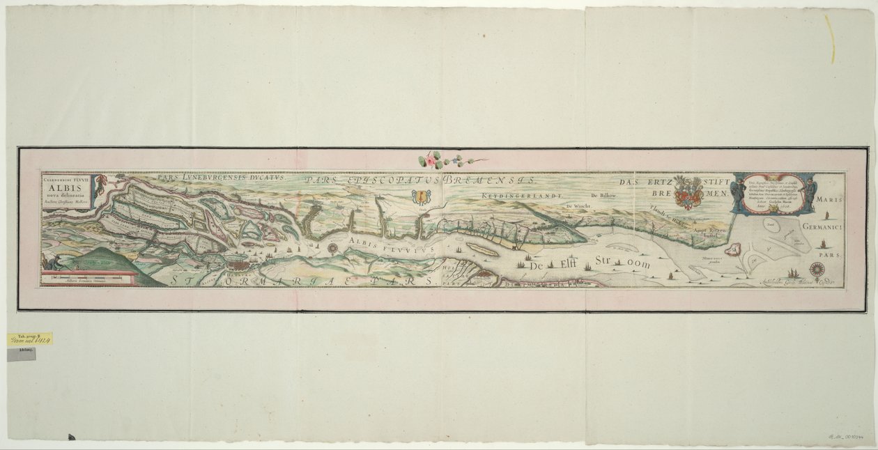 下易北河地图，1：160 000，铜版画，1628 作者 威廉·詹松·布劳