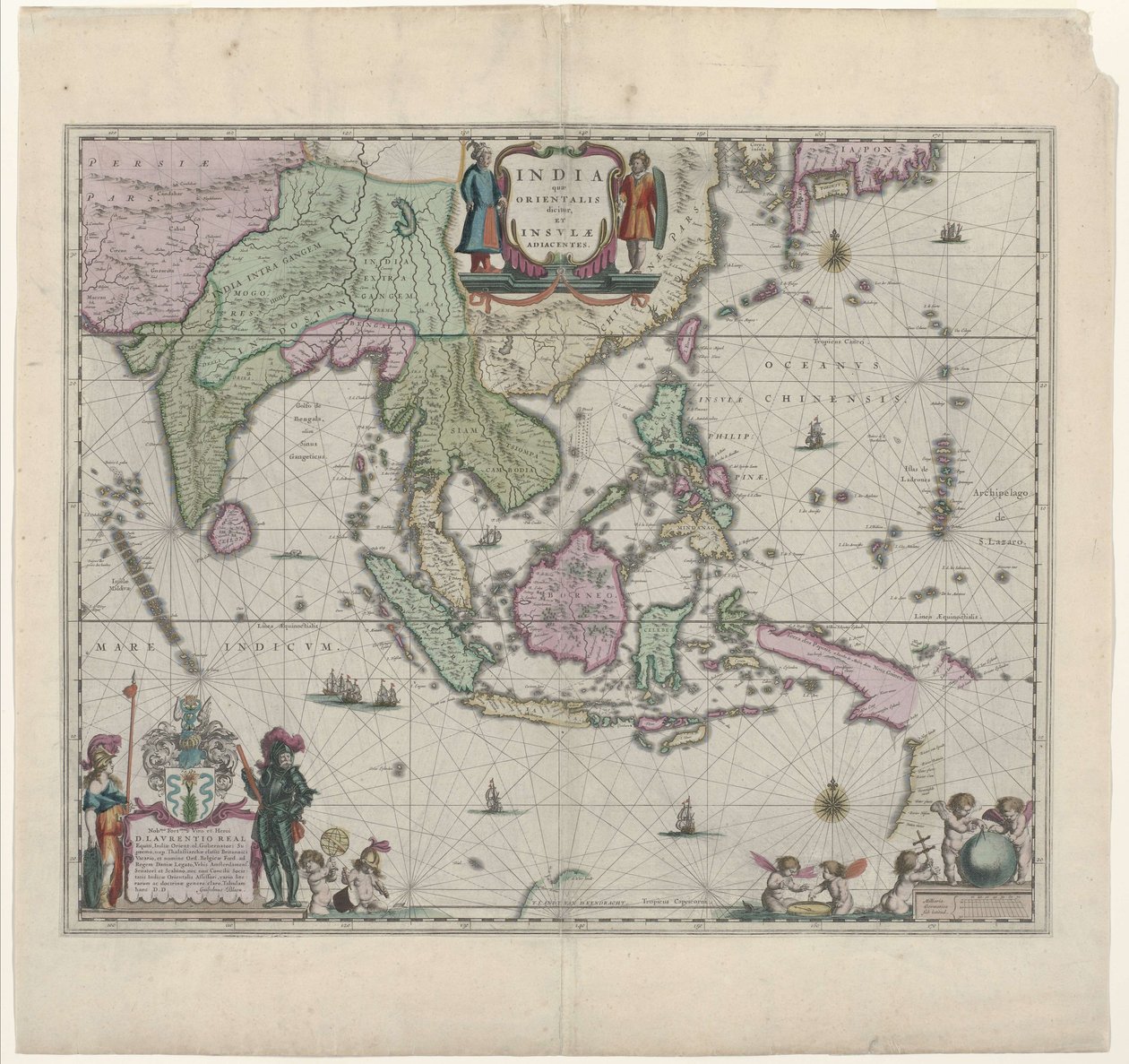 Willem Janszoon Blaeu的17世纪地图，展示了现代印度尼西亚和东南亚的部分地区 作者 威廉·詹松·布劳