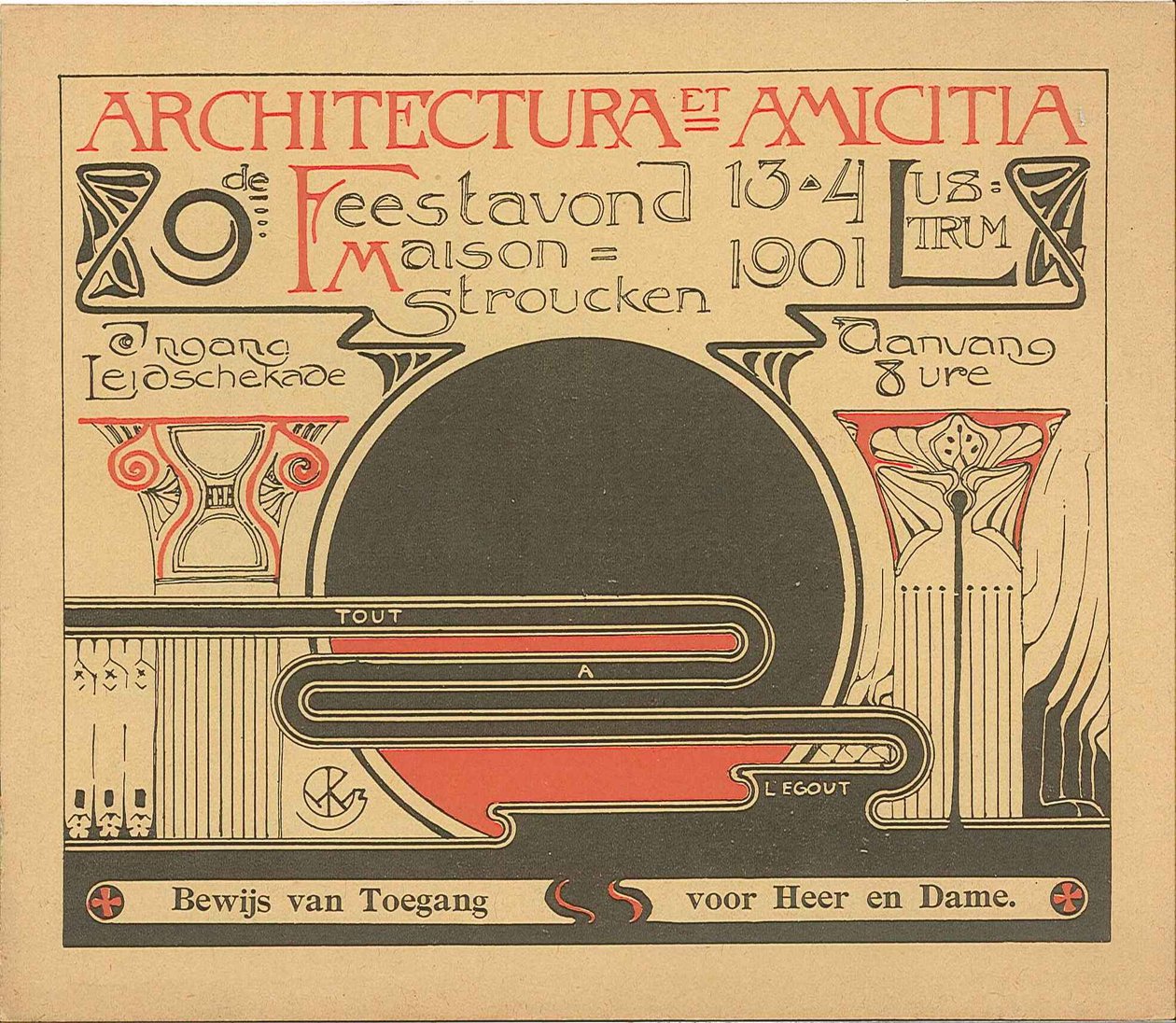 在Architectura和Amicitia成立9周年之后，1901年4月13日参加该党的证明 作者 威廉·克罗姆豪特（Willem Kromhout）
