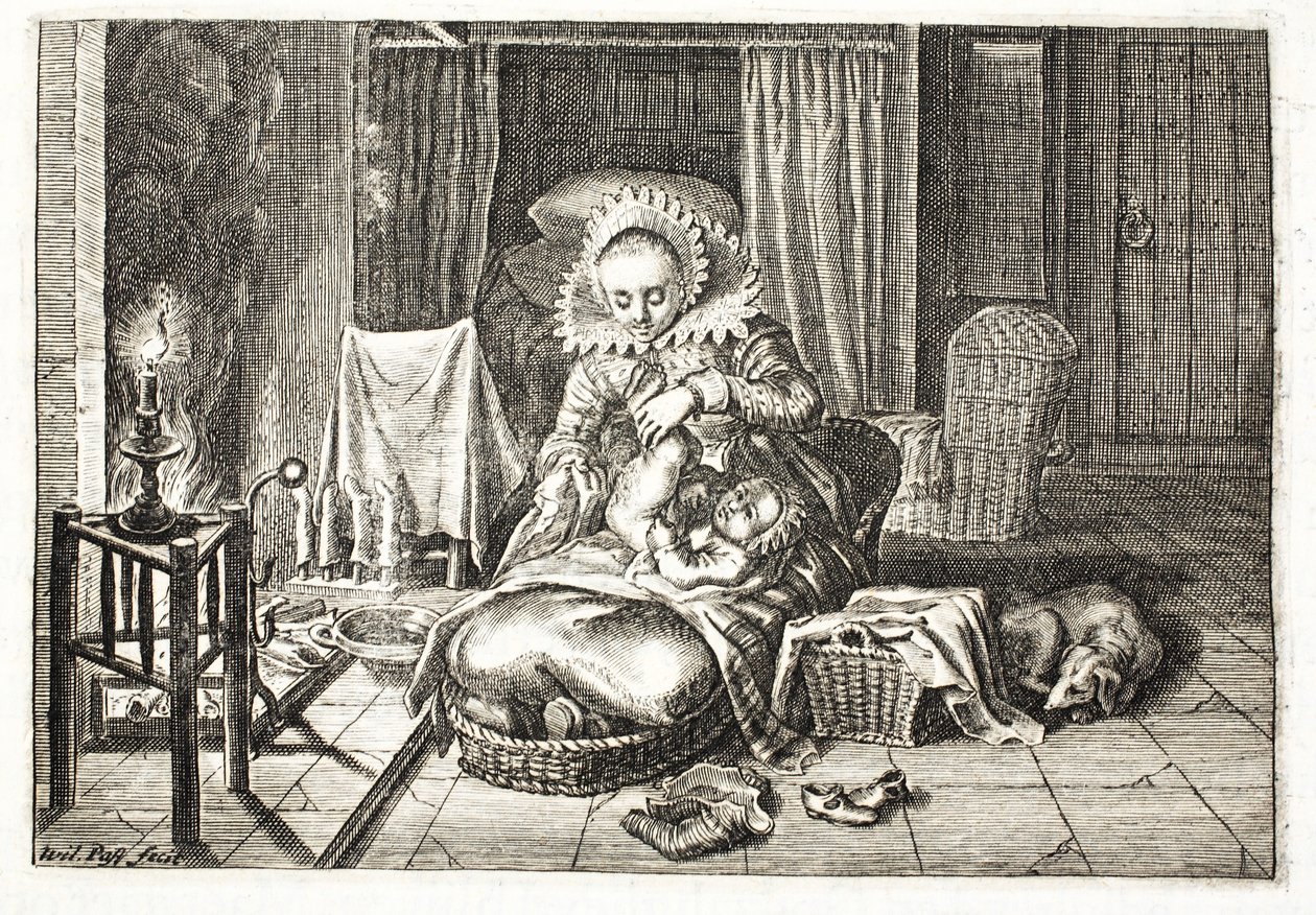改变一个婴儿，插图来自&39;Zinne工作的Emblemata&39;由Johannes de Brune（1589-1658），Jan Jacobs Schipper，阿姆斯特丹，1661 作者 威廉·范·德·帕斯