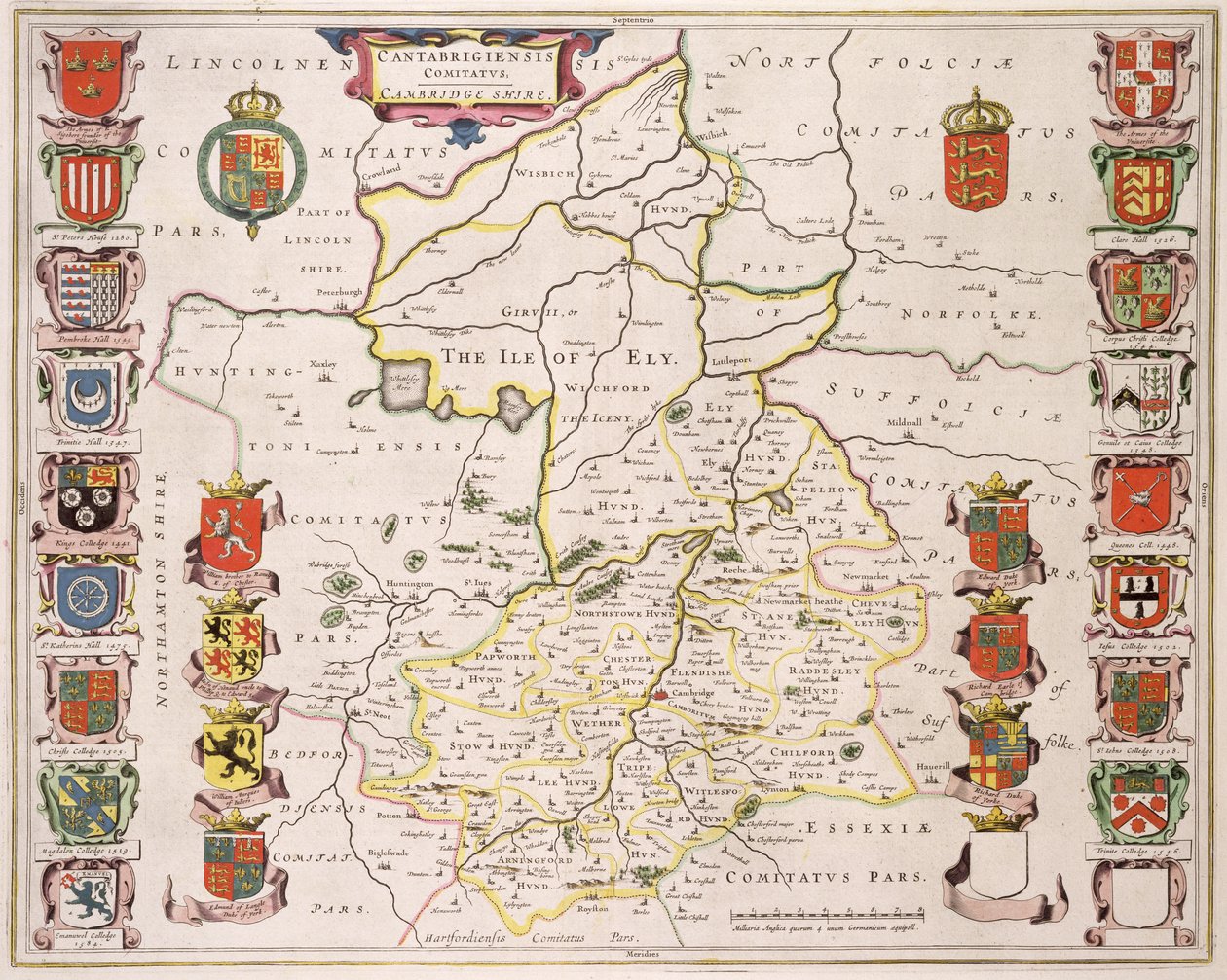 剑桥郡地图，出版阿姆斯特丹c.1647-48（手工彩色雕刻） 作者 琼·布劳