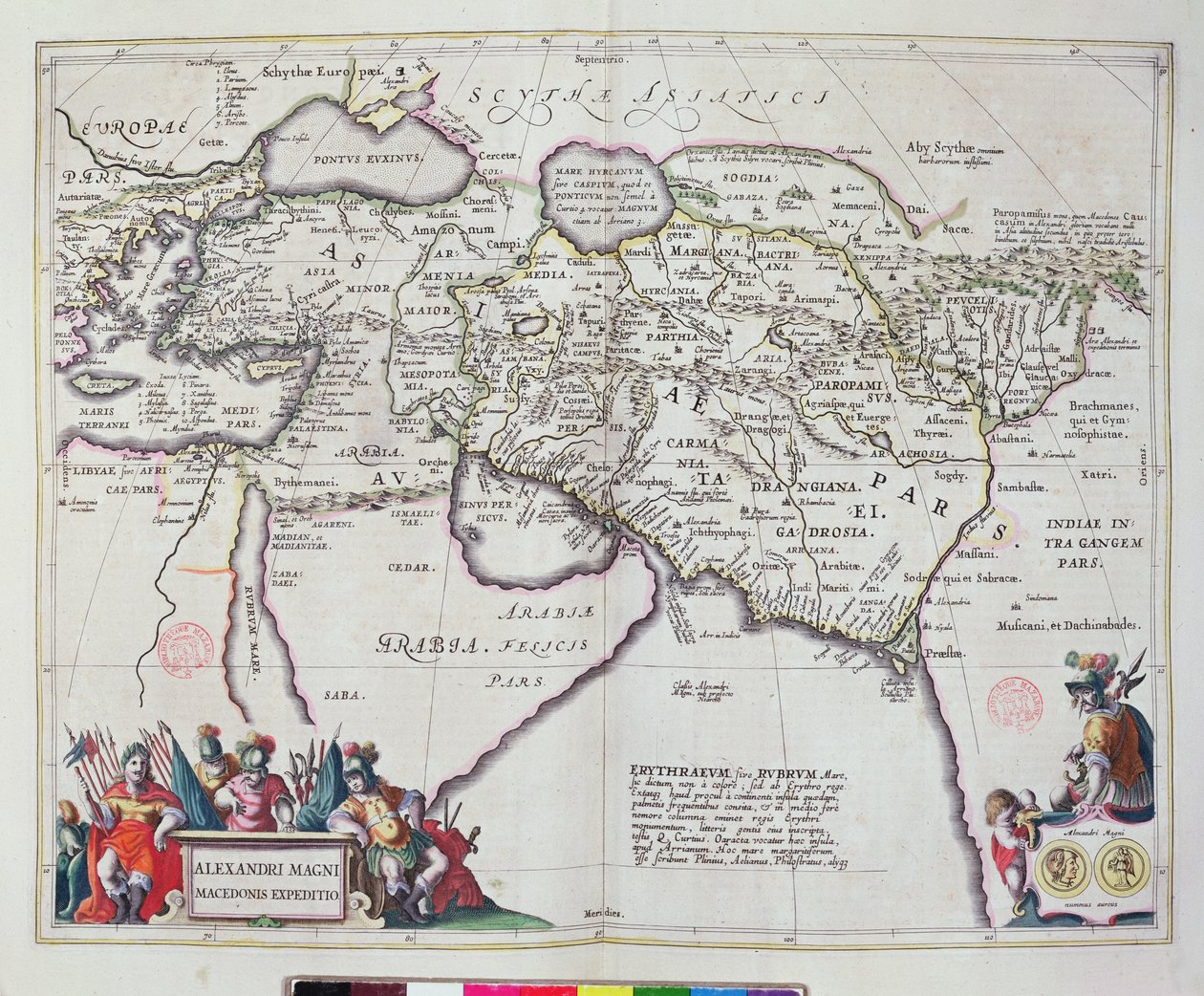 1645年“亚历山大大帝”（公元前356-323）从“Le Theatre du Monde”或“Nouvel Atlas”出发的地图 作者 琼·布劳
