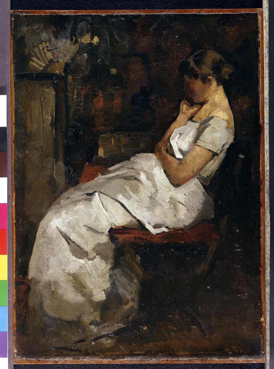 白衣女孩，c.1889（面板） 作者 威廉·德·兹瓦特