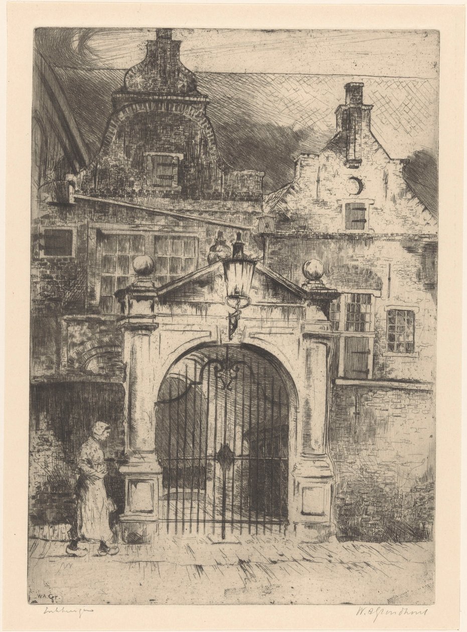 Enkhuizen（实物上的原标题） 作者 Willem Adrianus Grondhout（艺术家签名）