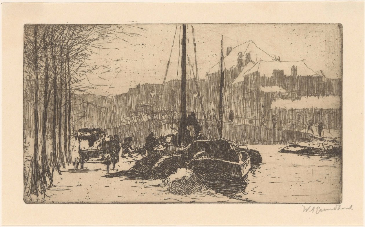 城里的雪（原标题） 作者 Willem Adrianus Grondhout（艺术家签名）