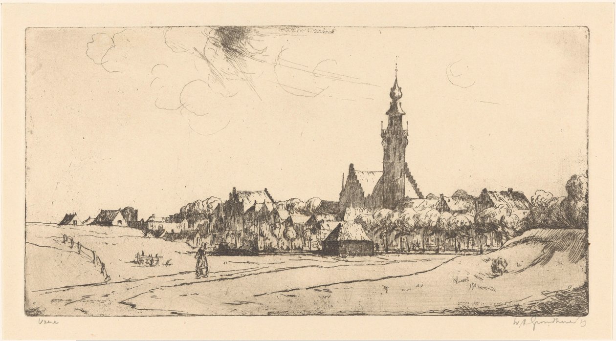 Veere（实物上的原标题） 作者 Willem Adrianus Grondhout（艺术家签名）