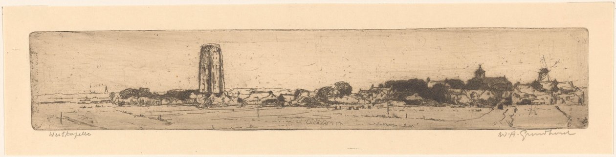 Westkapelle（物体上的原始标题） 作者 Willem Adrianus Grondhout（艺术家签名）