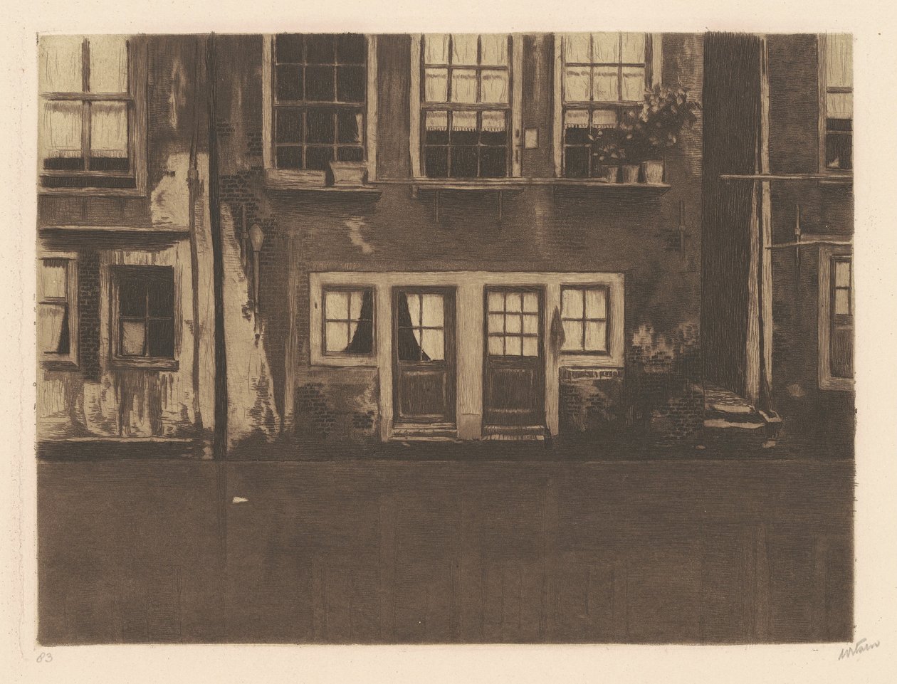 Oudezijds Achterburgwal，中间有两扇门 [Oudezijds Achterburgwal，中间有两扇门] 。 作者 威廉·阿诺德·维森