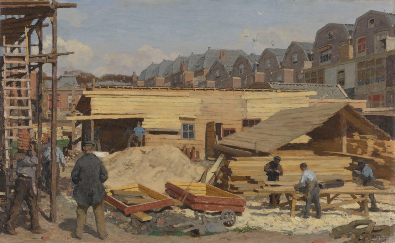 建设中的房屋，1895年。 作者 威廉·巴斯蒂安·图伦