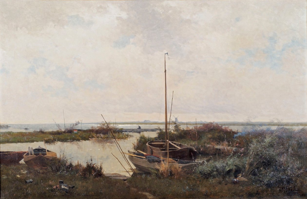 河流景观，1882年。 作者 威廉·巴斯蒂安·图伦