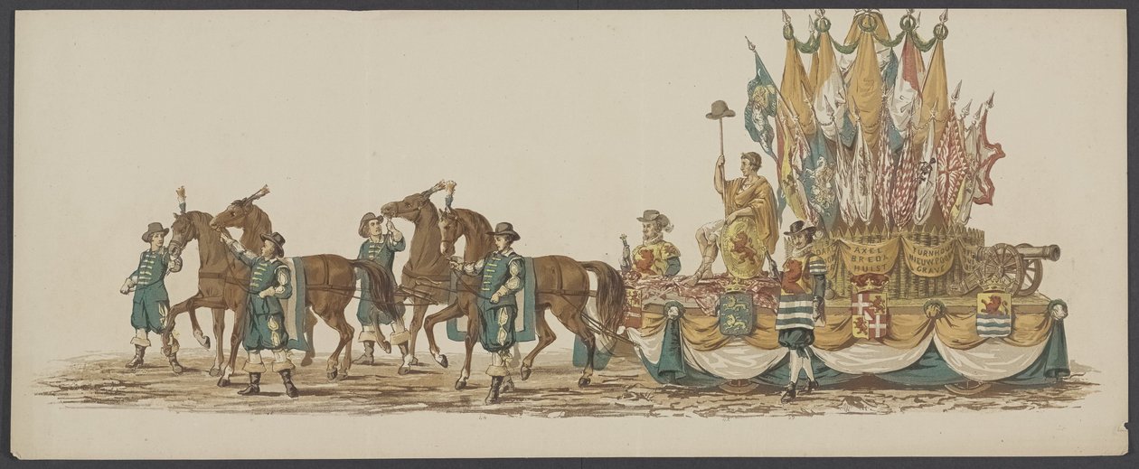 1862 年代尔夫特游行，第三组
代尔夫特皇家学院第四届艺术节 - 1862 年 - 盛装游行（实物上的系列名称） 作者 威廉·伯纳杜斯·艾泽德拉特