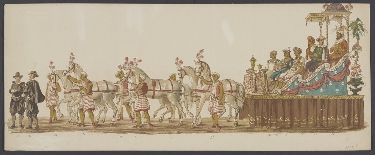 1862 年代尔夫特游行，第六组
代尔夫特皇家学院第四届艺术节 - 1862 年 - 盛装游行（实物上的系列名称） 作者 威廉·伯纳杜斯·艾泽德拉特